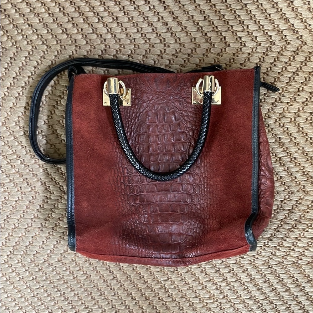 Borse in Pelle Leather Snake Skin Style  Elegant Brown Hand Bag  Made in Italy
